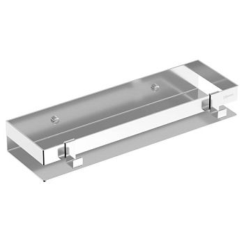 Полка для душа прямая Lemark SHELF LINE 400 мм из нерж. стали с крючками, хром (9771052)