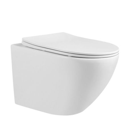 Унитаз ABBER BEQUEM AC1100 подвесной белый, безободковый, артикул AC1100