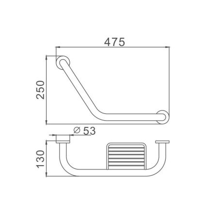 Поручень с мыльницей для ванной Haiba HB1719, хром