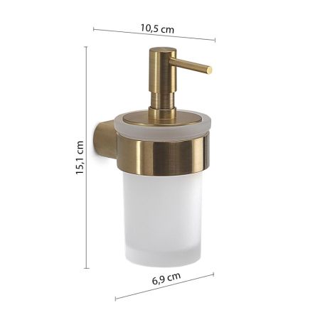 Gedy Pirenei, настенный стеклянный дозатор с пластиковой помпой, цвет матовое золото (PVD), артикул PI81(88)
