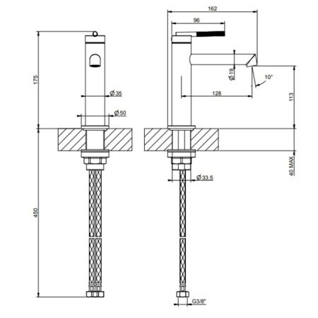 Gessi Ingranaggio Смеситель для раковины без донного клапана, с соединительными шлангами, цвет: Black XL, артикул 63502#299