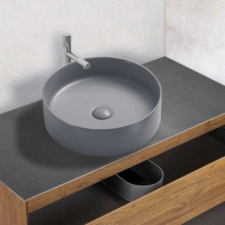 Раковина керамическая Vincea VBS-216MG, 394*394*115, накладная, цвет матовый серый, артикул VBS-216MG