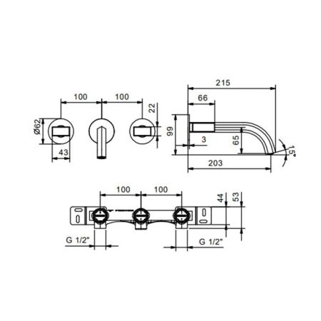 Fantini Venezia Ручка для смесителя, муранское стекло, цвет: хром-черный, артикул 29 02 N448C5
