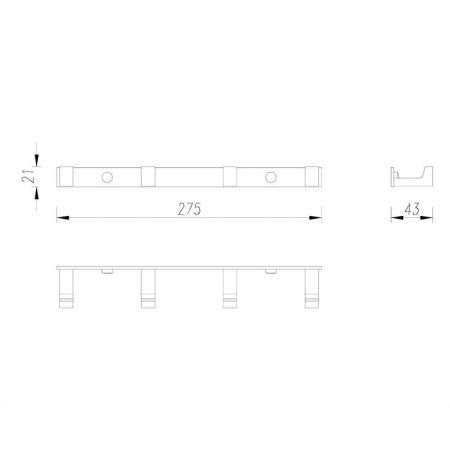 Крючок четверной OMNIRES 27,5 см UN10140/KCR (хром)