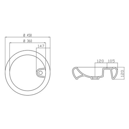 Умывальник GURAL Arya D=45 накладной, артикул AR24MUL01