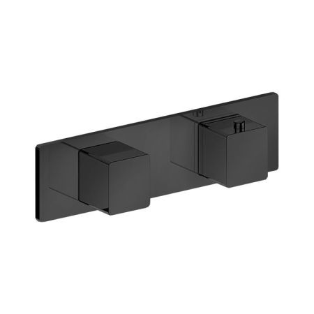 FANTINI MINT Смеситель для душа встраиваемый, термостатический, с переключателем на 3 положения, внешняя часть, цвет черный матовый