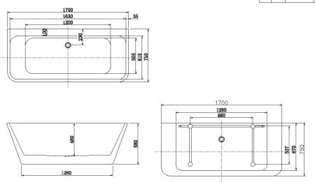 Акриловая ванна Aquanet Family Perfect 170x75 13775-MW, артикул 13775-MW
