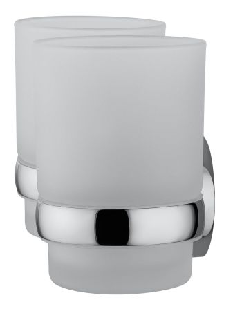 Два стакана для зубных щеток с держателем WONZON & WOGHAND EASY, Хром (WW-8128)