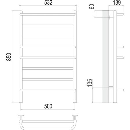 Полотенцесушитель электрический Terminus Евромикс П8 50х85, артикул 4670078531292