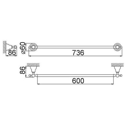 HUBER Croisette Полотенцедержатель 60 см, цвет бронза, артикул 4014.01H.BA