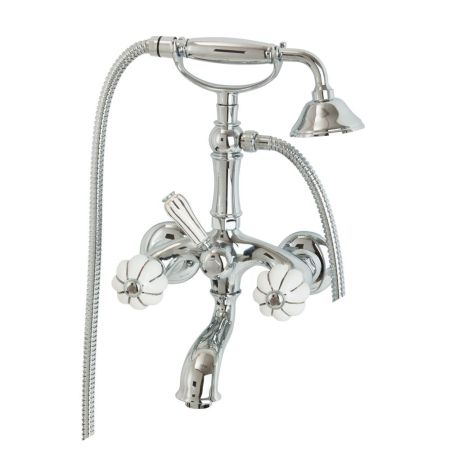 OLIVIA Смеситель для ванны внешний, бел. с декором платина/хром, артикул 19012