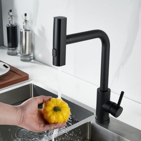 Смеситель для кухни с мультифункциональным изливом Shevanik S263H, черный, артикул S263H