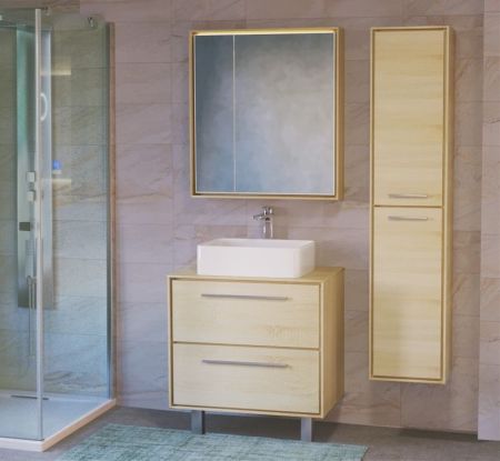 Зеркальный шкаф Raval Frame 75 с подсветкой Белый, артикул Fra.03.75/W