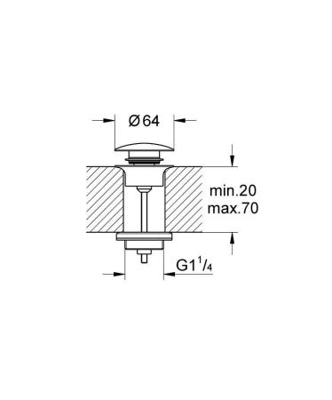 Донный клапан для раковины GROHE 1 1/4 дюйма, белая луна (65807LS0) Донный клапан для раковины GROHE 1 1/4 дюйма, белая луна (65807LS0)