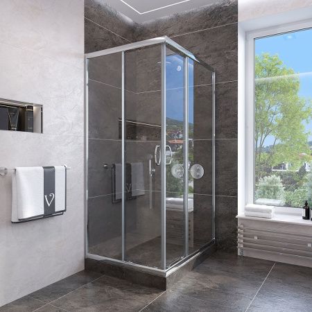 Душевой угол Veconi Rovigo RV-113, 900x900x1850, хром, стекло прозрачное