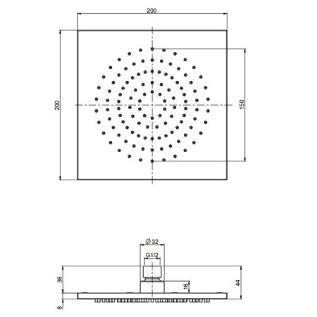 FIMA|Carlo Frattini Spillo Steel Верхний душ 200x200 мм., квадратный, цвет INOX