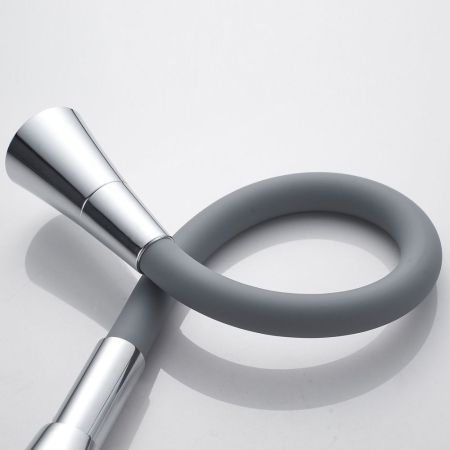 Смеситель для кухни с гибким изливом Shevanik S543-9, хром/серый