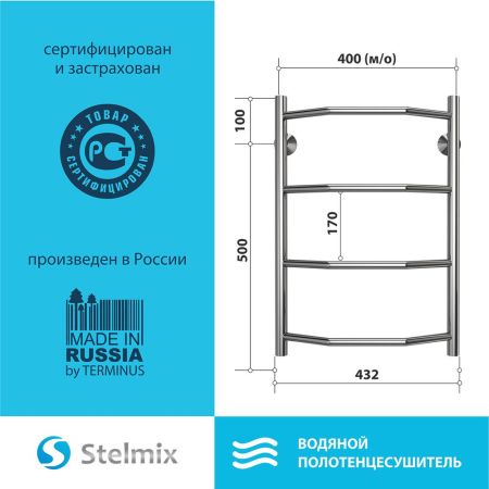 Полотенцесушитель водяной Stelmix 60x40 см, трапеция, артикул 4670078541208