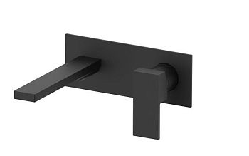 AQG Bold One, встраиваемый в стену однорычажный смеситель для раковины (излив 20,3 см), с панелью, цвет черный матовый