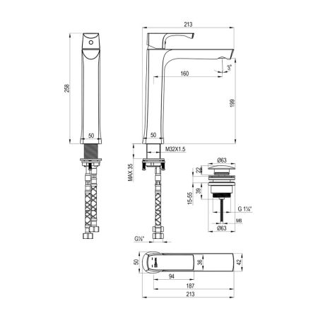 Смеситель Lemark Ursus для раковины монолитный (LM7209BG), артикул LM7209BG