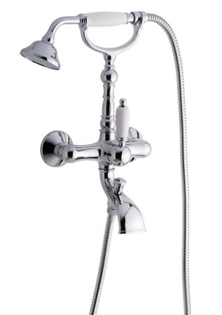 Смеситель Laguna с ручным душем для ванной, цвет белый-хром