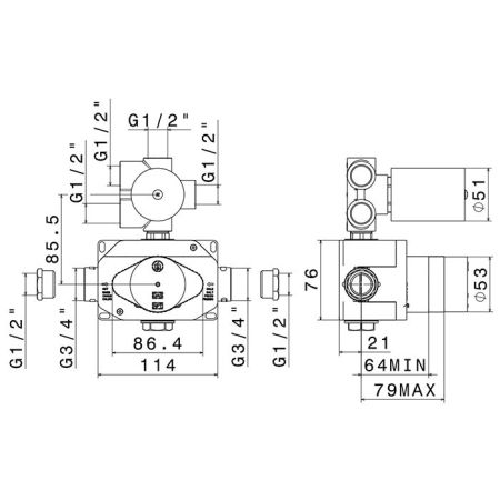 Newform Встраиваемая часть термостатического смесителя 1/2" на 4 источника, артикул 27888.00.000
