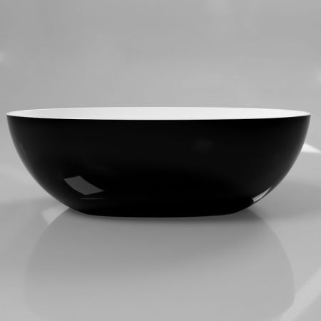 Ванна WHITECROSS Diamond 170x87 (черный/белый глянец) иск. камень, артикул 0201.170087.10100