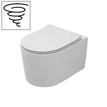 White Ceramic Geo, комплект подвесного унитаза c вихревым смывом и быстросъемным ультратонким сиденьем микролифт, цвет белый глянцевый