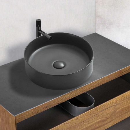Раковина керамическая Vincea VBS-216MA, 394*394*115, накладная, цвет антрацит матовый, артикул VBS-216MA