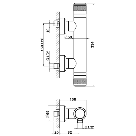 HUBER Chronos Смеситель термостатический настенный для душа, цвет хром