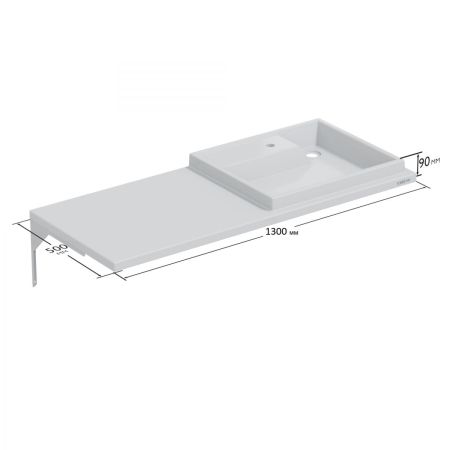 Раковина над стиральной машиной "Юпитер 1300*500"  левый, ш/гл без кронштейнов