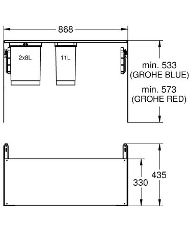 Система сортировки отходов и мусора GROHE (40983000), артикул 40983000