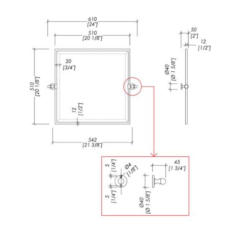 Devon First Class Зеркало настенное квадратное (51/61х50хh51cм), фурнитура: хром, артикул DD33110CR