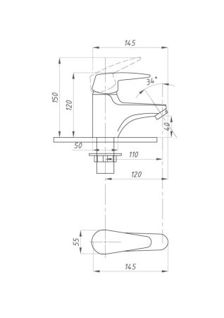 Смеситель для раковины ПСМ-ПРОФСАН PSM-740-072 ЕВРО тип См-УмОЦБА, артикул PSM-740-072