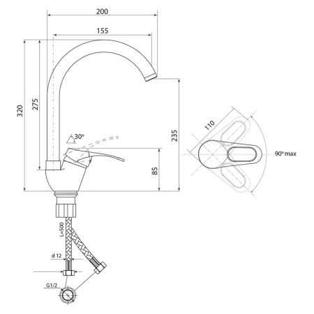 Смеситель для кухни Славен СЛ-ОД-Б22, хром