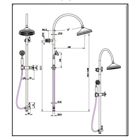 Стойка с верхним душем(20 см) BRILLANTE, артикул 403
