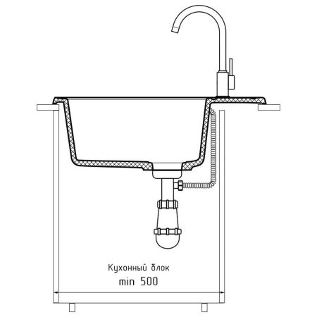 Кухонная мойка GranFest QUARZ 58, темно-серый, артикул 58 темно-серый