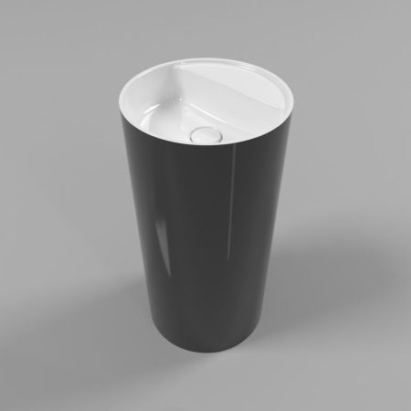 Умывальник WHITECROSS Pantheon D=43 (черный/белый глянец) иск. камень