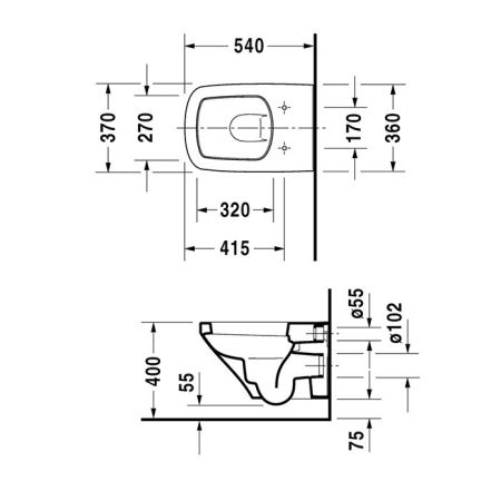 Duravit DuraStyle Унитаз подвесной 540х370 мм,  с креплением,  цвет белый с WonderGliss, артикул 25520900001