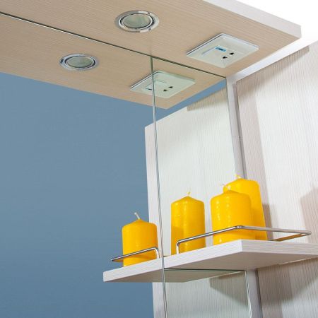 Зеркало со шкафом Бриклаер БАЛИ 62 см левое, светлая лиственница/белый, артикул 4627125411991