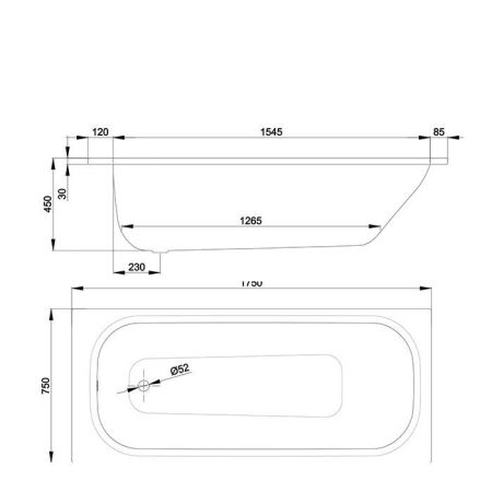 BETTE CLASSIC Ванна прямоугольная 1750х750х450 мм., с шумоизоляцией, цвет белый, артикул 3112-000