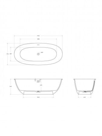 Ванна из искусственного камня Solid Surface 1700x760x540, BELBAGNO BB-MARINO-170-76-54-SSB, артикул BB-MARINO-170-76-54-SSB