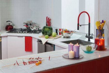 Смеситель для кухни, OMOIKIRI, Kanto, тип открывания воды-однорычажный, тип регулирования воды-керамический картридж, монтаж-на раковину/столешницу, отверстия для монтажа-1, высота, мм-495, вынос излива, мм-220, тип излива-выдвижной, поворотный, тип подво