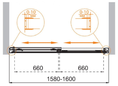 Шторка на ванну CEZARES TANDEM-SOFT-VF-2, артикул TANDEM-SOFT-VF-2-160/145-P-Cr