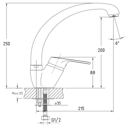Смеситель для кухни GranFest 3323, песочный