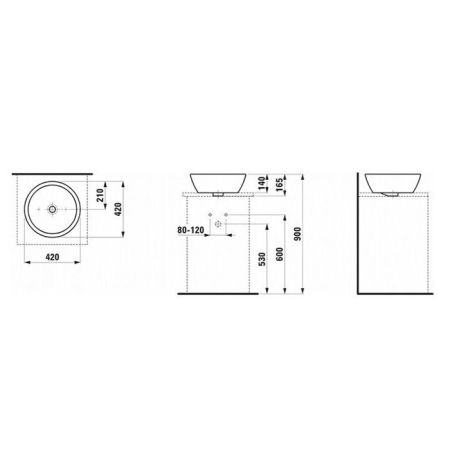 LAUFEN Pro B Раковинакруглая накладная 420х420 мм, цвет белый, артикул 8.1296.2.000.109.1