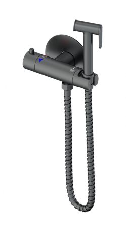 Смеситель с гигиеническим душем и термостатом встраиваемый WONZON & WOGHAND, Темный графит (WW-88819902-BGM)