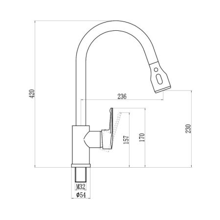 Смеситель для кухни Savol S-002801H, черный