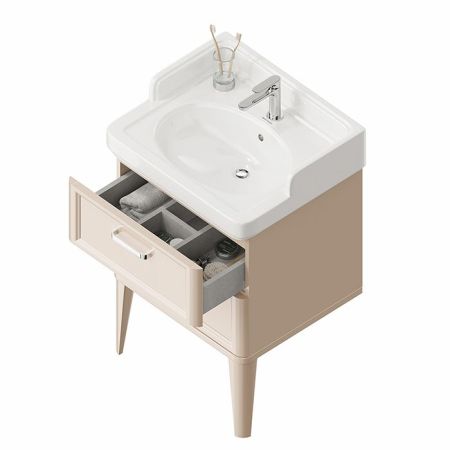 Kerama Marazzi Тумба POMPEI напольная с 2 ящиками 60, камео бежевый глянцевый, артикул PO.N.60.2\CAM