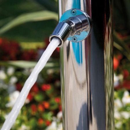 BOSSINI AQUABAMBU Душевая колонна для установки вне помещения, напольная, 2 прогрессивных смесителя, каскад, излив, с встроенной частью, цвет хром, артикул L00860.030